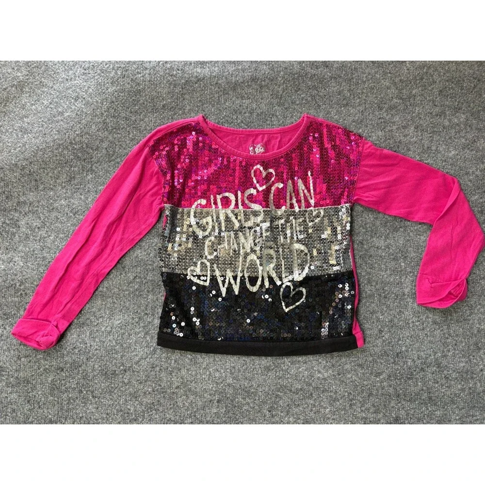 Justice Shirt Girls Size 10 Pink Sequins 
